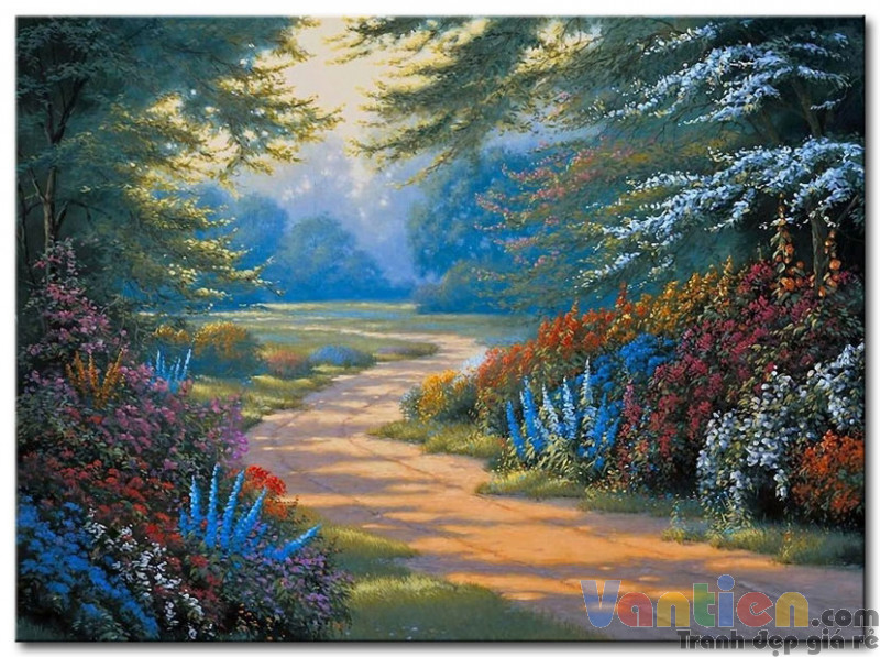 Tranh sơn dầu Con Đường Mùa Xuân M1784 - Tranh phong cảnh đẹp