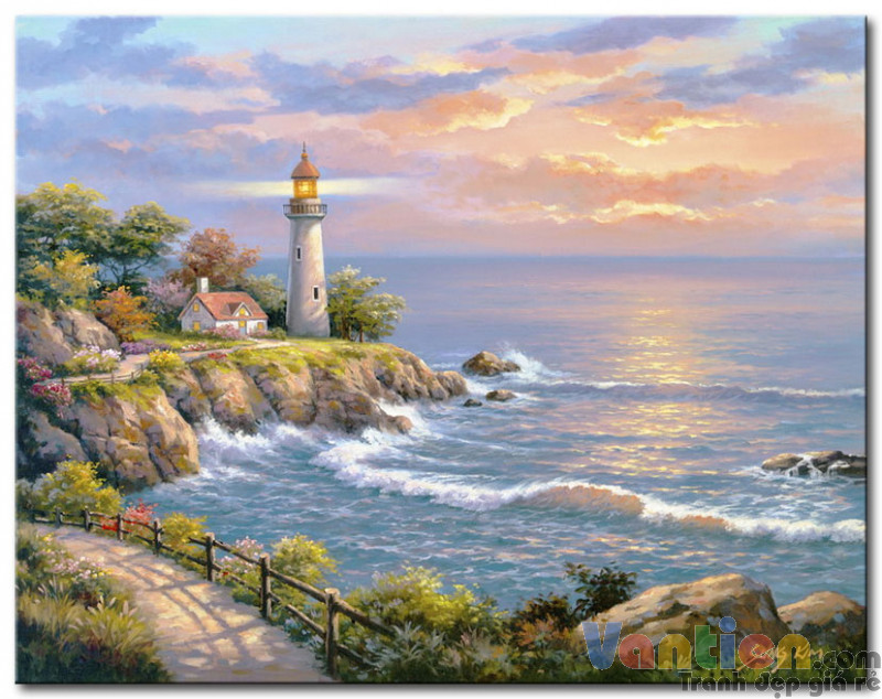 Tranh sơn dầu Ngọn Hải Đăng M1786 - Tranh phong cảnh đẹp