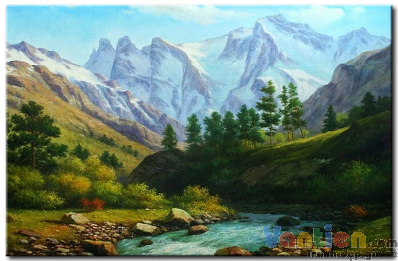 Tranh sơn dầu Núi Non Hùng Vĩ M1116 - Tranh phong cảnh đẹp