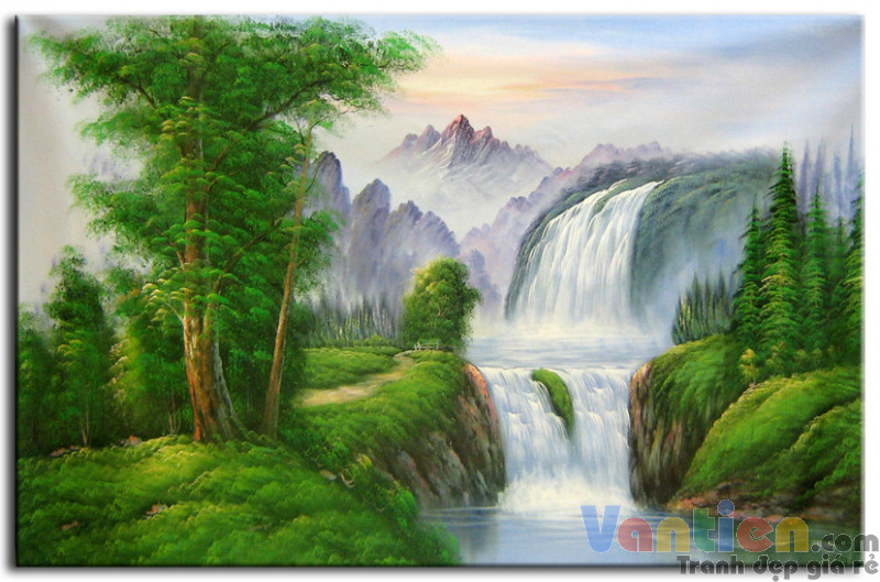 Phong Cảnh Thác Nước M0146 - Tranh sơn dầu phong cảnh chất lượng cao