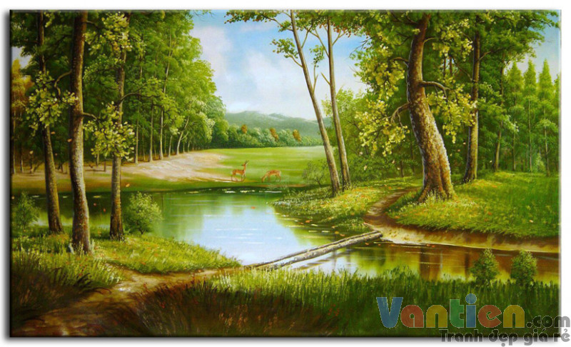 Phong Cảnh Rừng Xanh M0156 - Tranh sơn dầu phong cảnh chất lượng cao