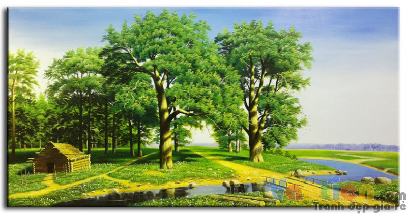 Phong Cảnh Rừng Xanh M0160 - Tranh sơn dầu phong cảnh chất lượng cao