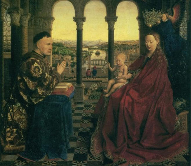 Virgin with chancellor Rolin Luber (Đức Mẹ và Thánh Rolin Luber) - Van Eyck